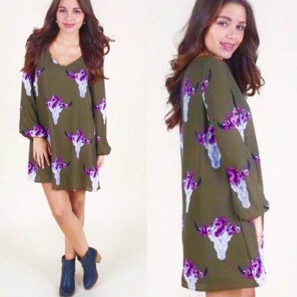 Altar'd State Bull Head Floral Summer Tunic Dress - Picture 2 of 16